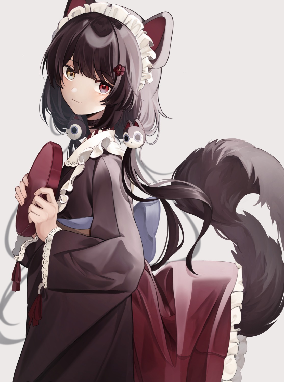 amanai_daisy, animal_ears, heterochromia, inui_toko, inumimi, maid, nijisanji, skirt_lift