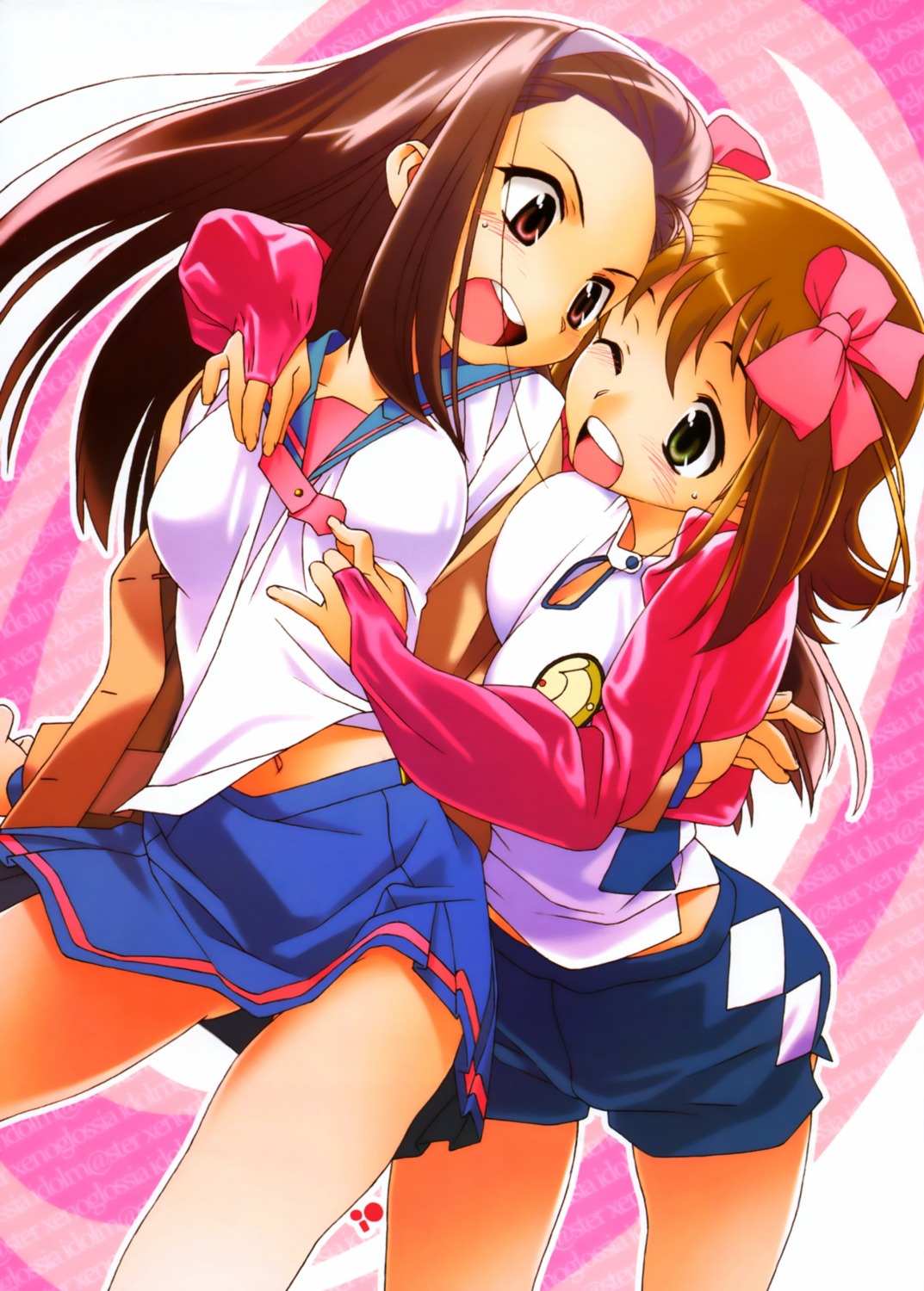 amami_haruka, bolze., minase_iori, rit., seifuku, the_idolm@ster, xenoglossia