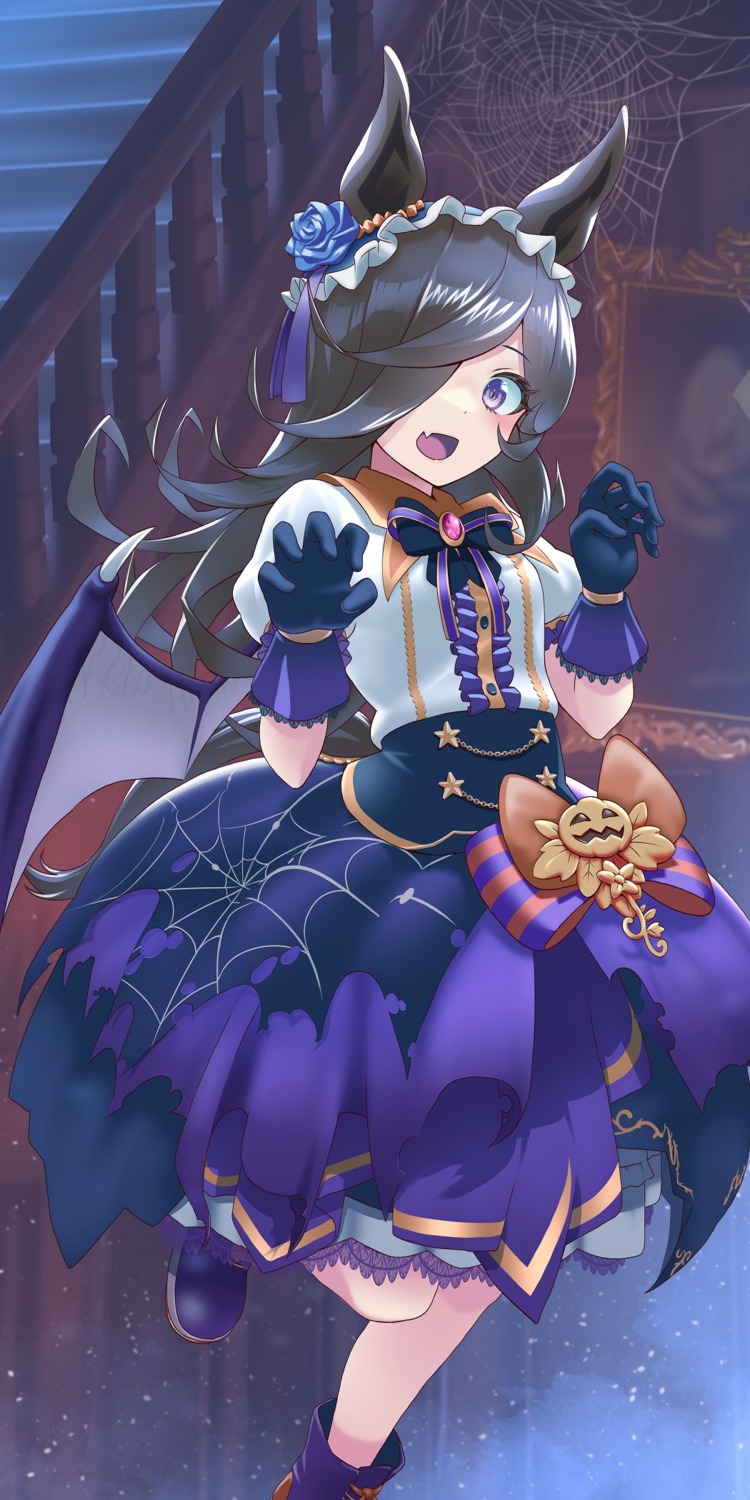 animal_ears, halloween, nabe_saori, rice_shower_(umamusume), torn_clothes, uma_musume_pretty_derby, wings
