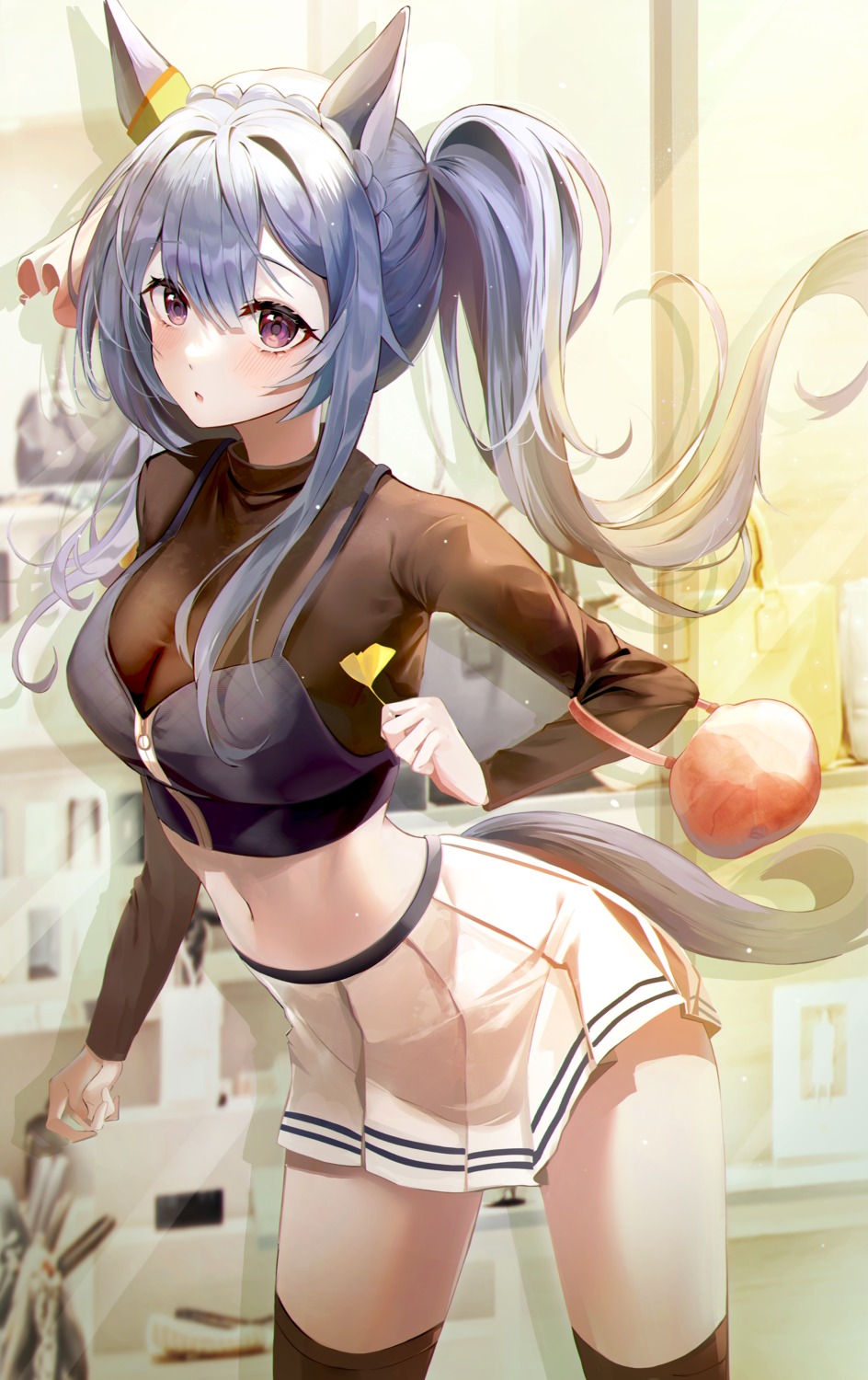 animal_ears, jaduade, mejiro_ardan_(umamusume), see_through, tail, thighhighs, uma_musume_pretty_derby