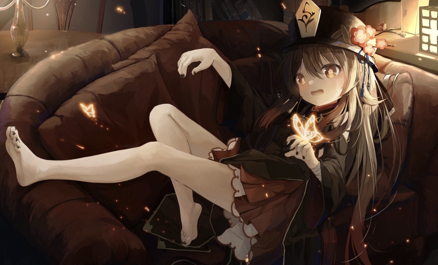 asian_clothes, genshin_impact, hu_tao, skirt_lift, utatanecocoa