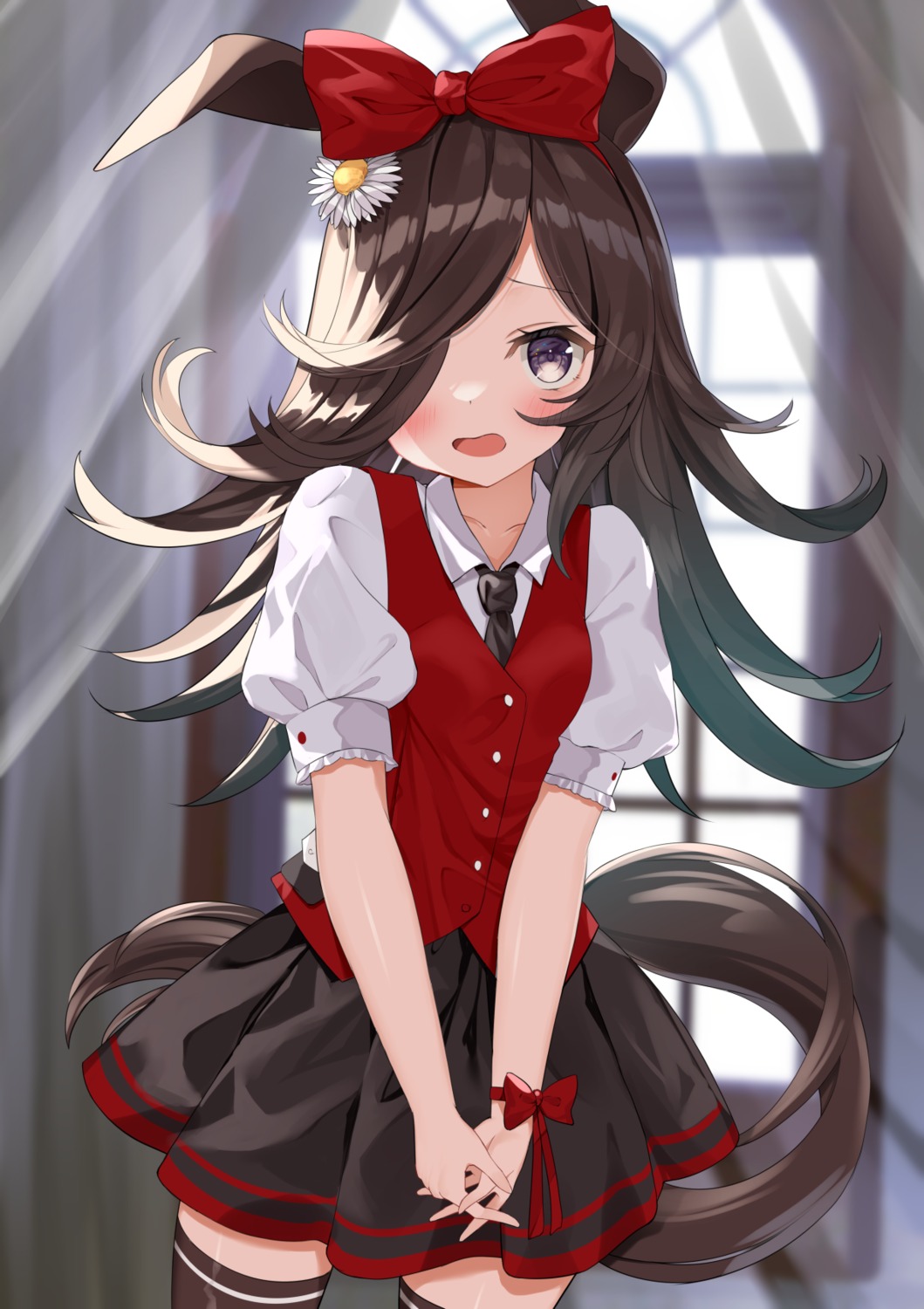 agaki_anko, animal_ears, rice_shower_(umamusume), seifuku, tail, thighhighs, uma_musume_pretty_derby