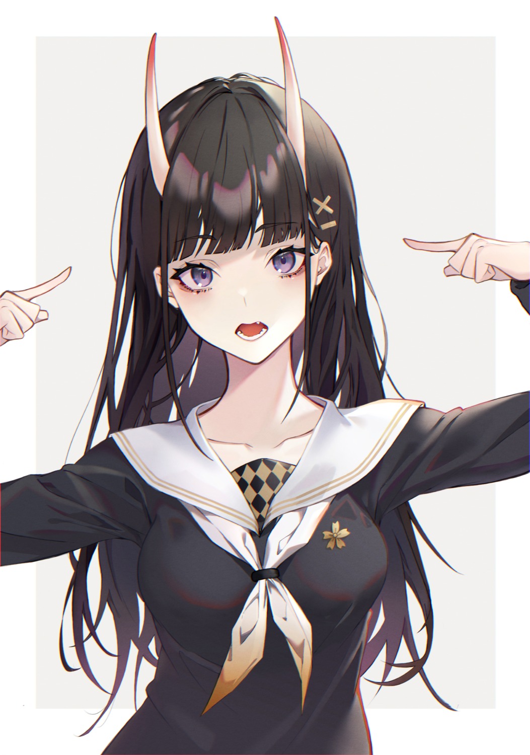 azur_lane, horns, kabi_(zcwd8845), noshiro_(azur_lane), seifuku