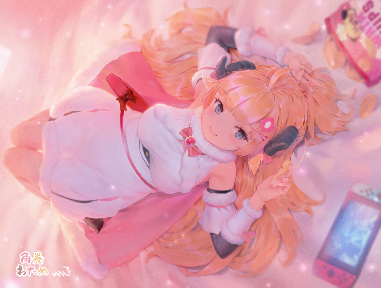 andychen, animal_ears, dress, hololive, horns, tsunomaki_watame