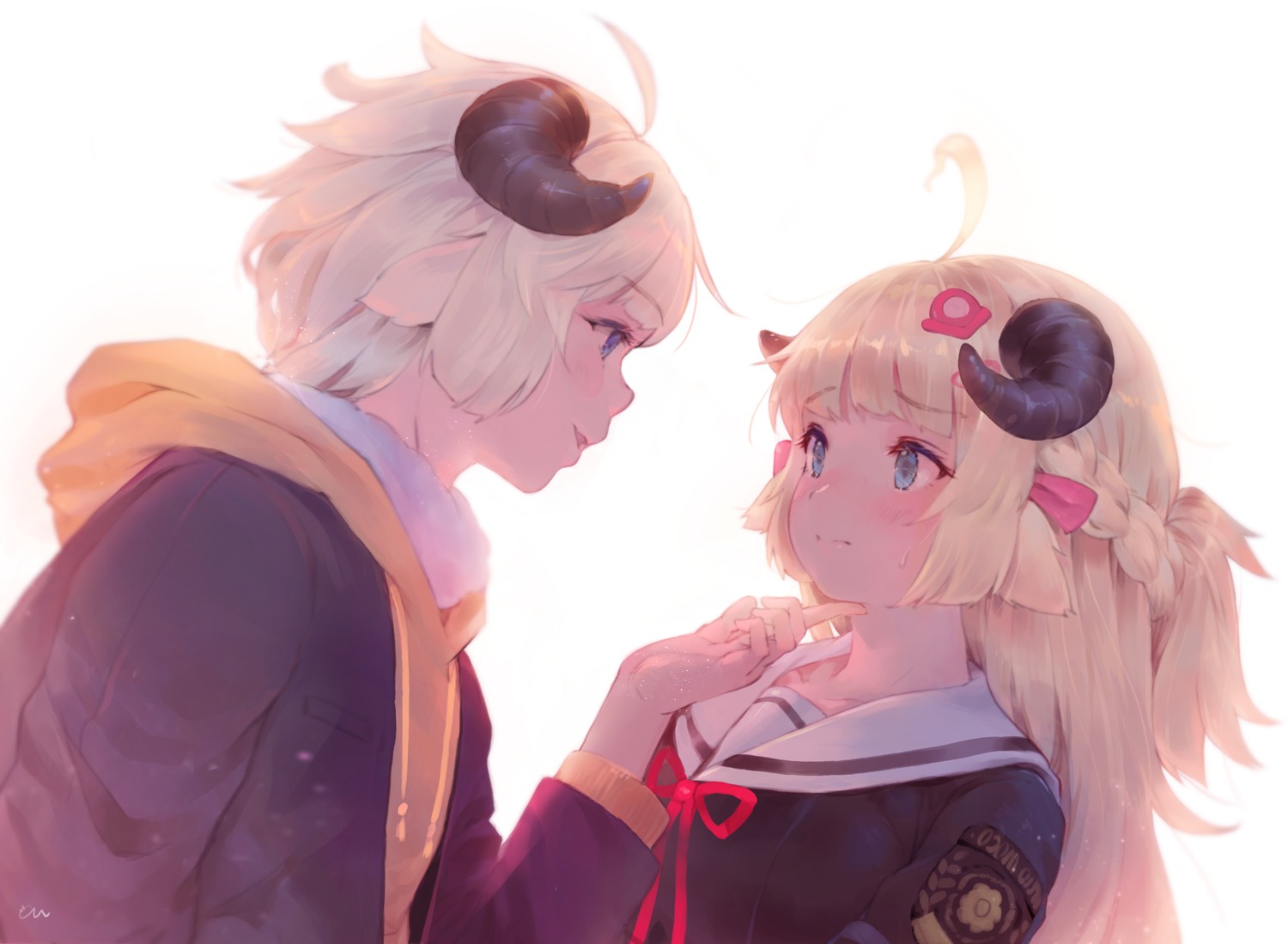 andychen, animal_ears, horns, seifuku