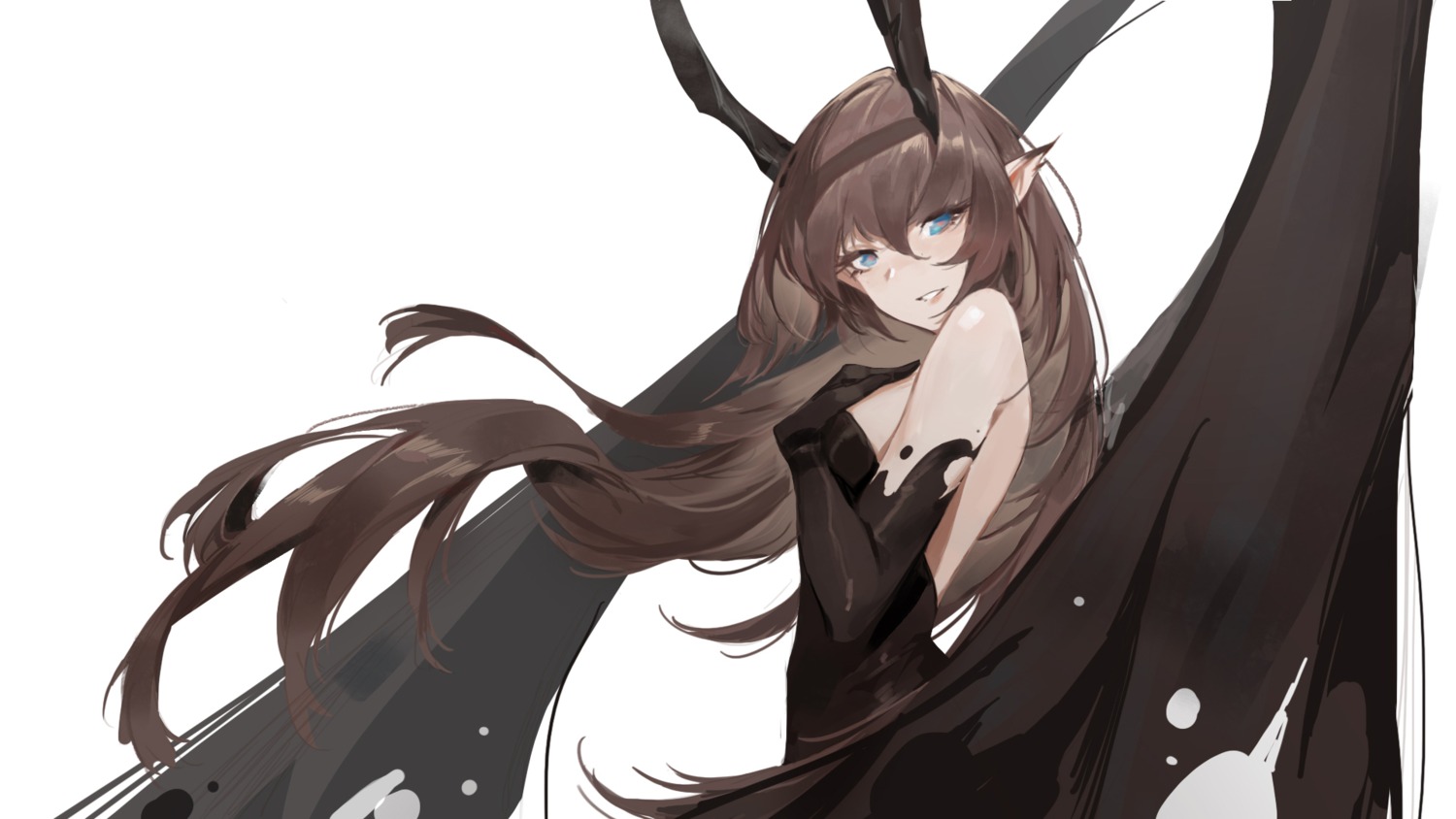 horns, huang_(volt0526), no_bra, pointy_ears, wallpaper, wings