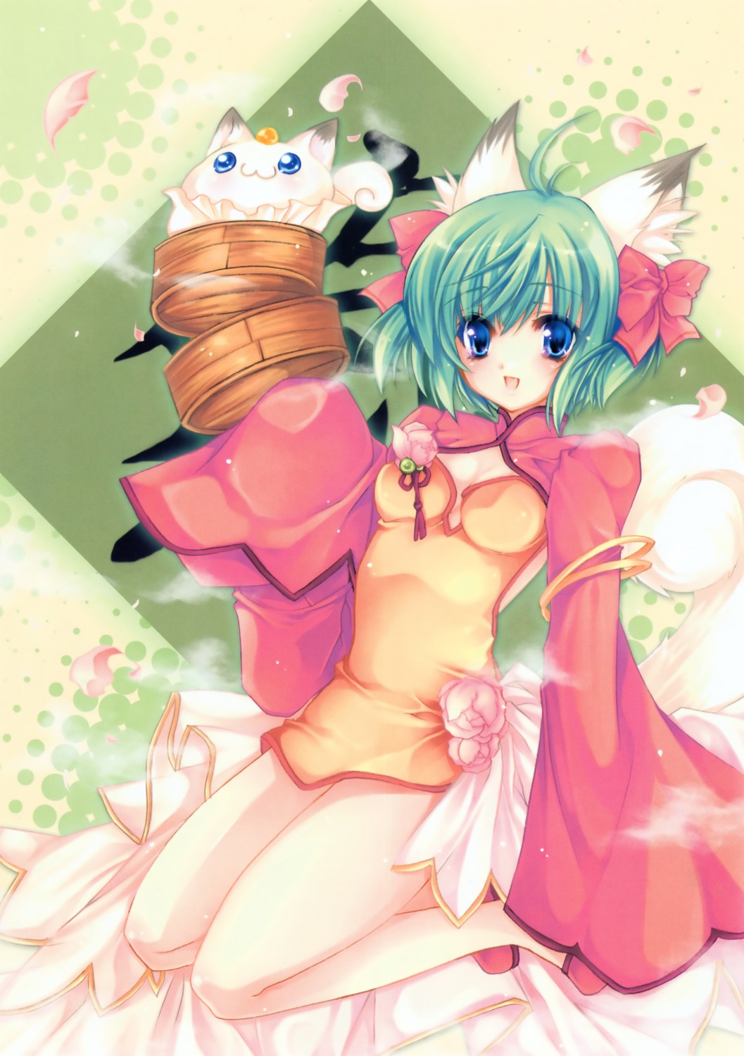 animal_ears, chinadress, greenwood, hareko, midori, neko, nekomimi, tail