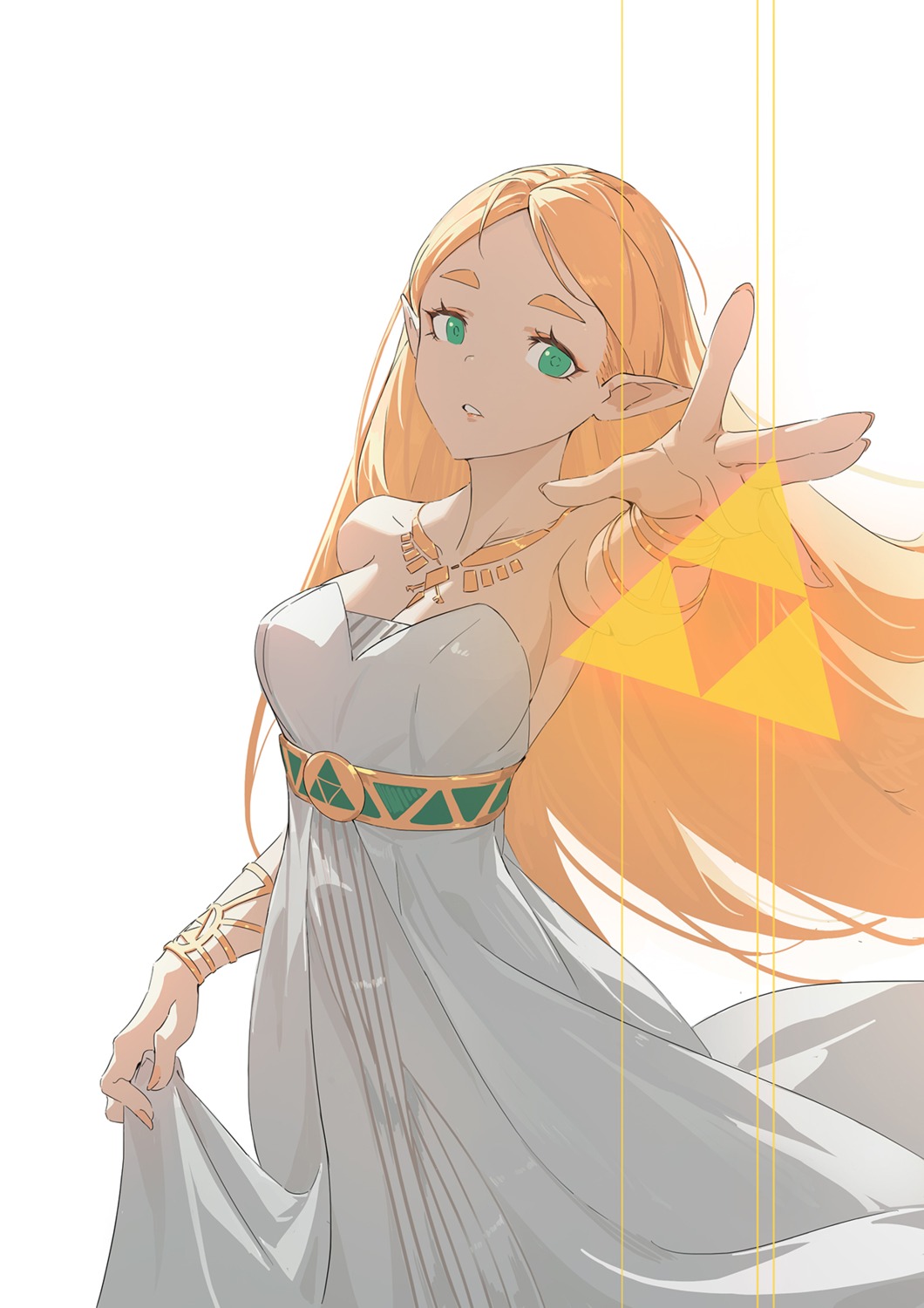 cleavage, dress, huang_(volt0526), no_bra, pointy_ears, princess_zelda, skirt_lift, the_legend_of_zelda