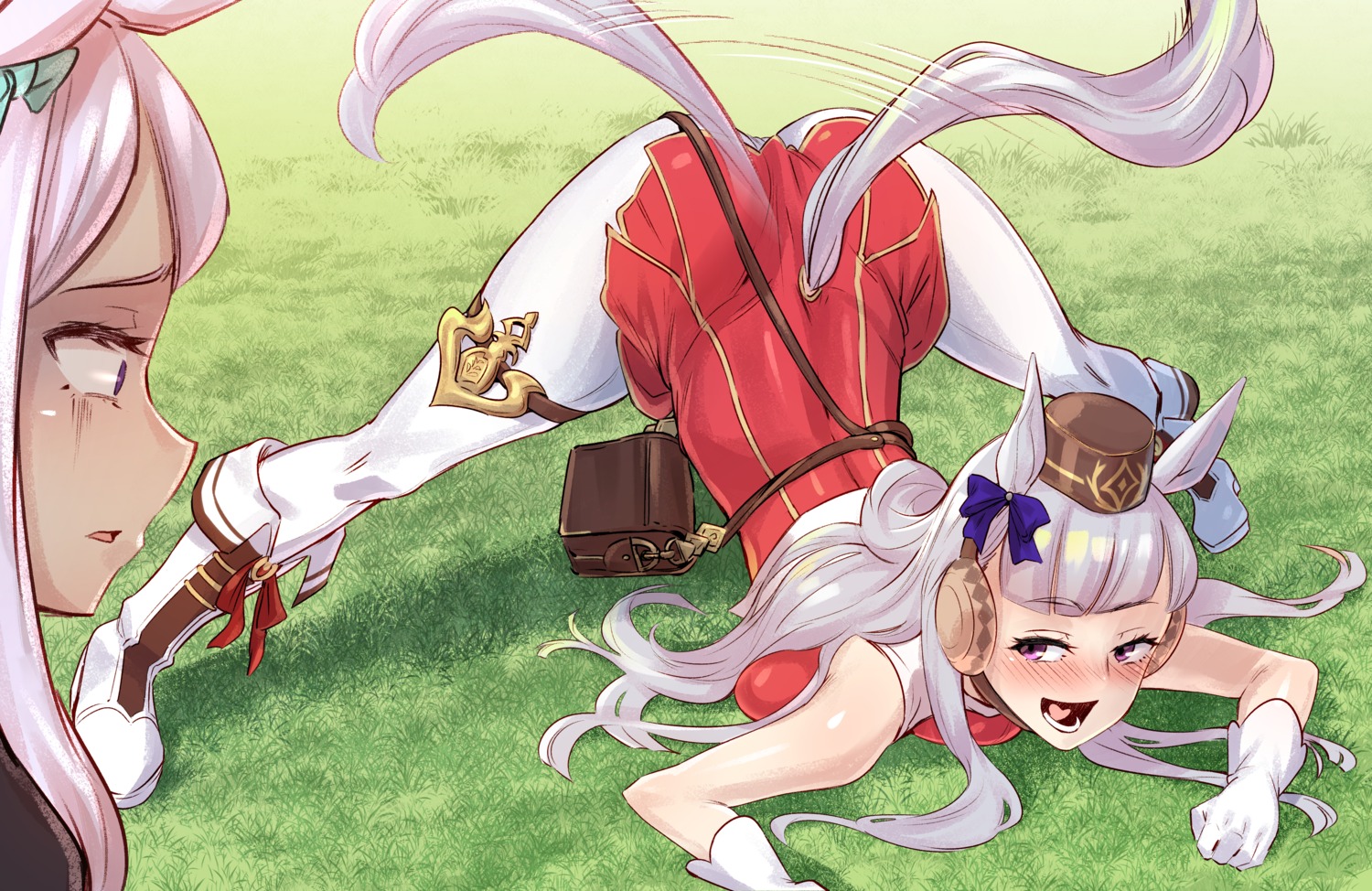 animal_ears, garter, gold_ship_(umamusume), mejiro_mcqueen_(umamusume), moto_toshi, pantyhose, tail, uma_musume_pretty_derby
