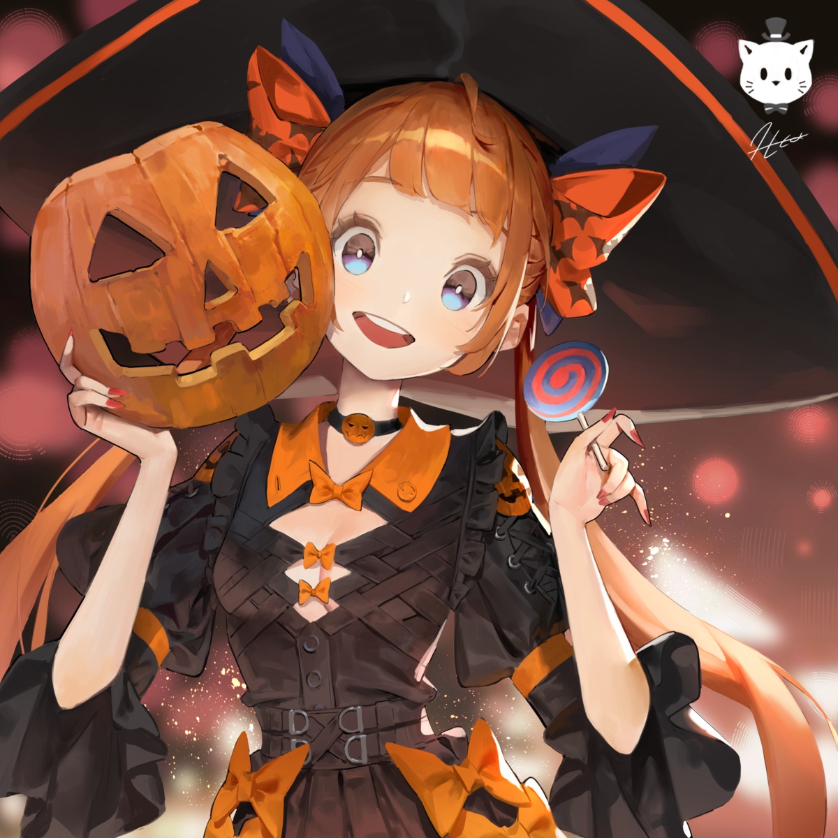 cleavage, halloween, jung_wonjo, lolita_fashion, no_bra, witch