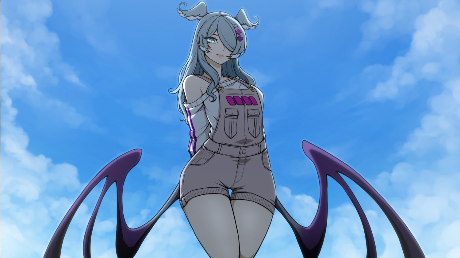 day-tan, elira_pendora, nijisanji, nijisanji_en, overalls, sweater, wallpaper, wings