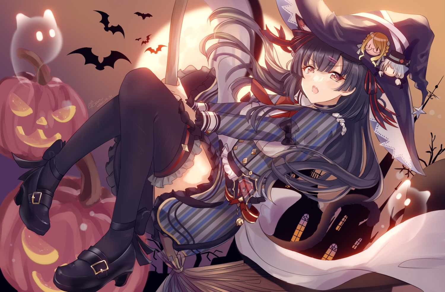 chibi, halloween, heels, kevn, mayuzumi_fuyuko, megane, skirt_lift, the_idolm@ster