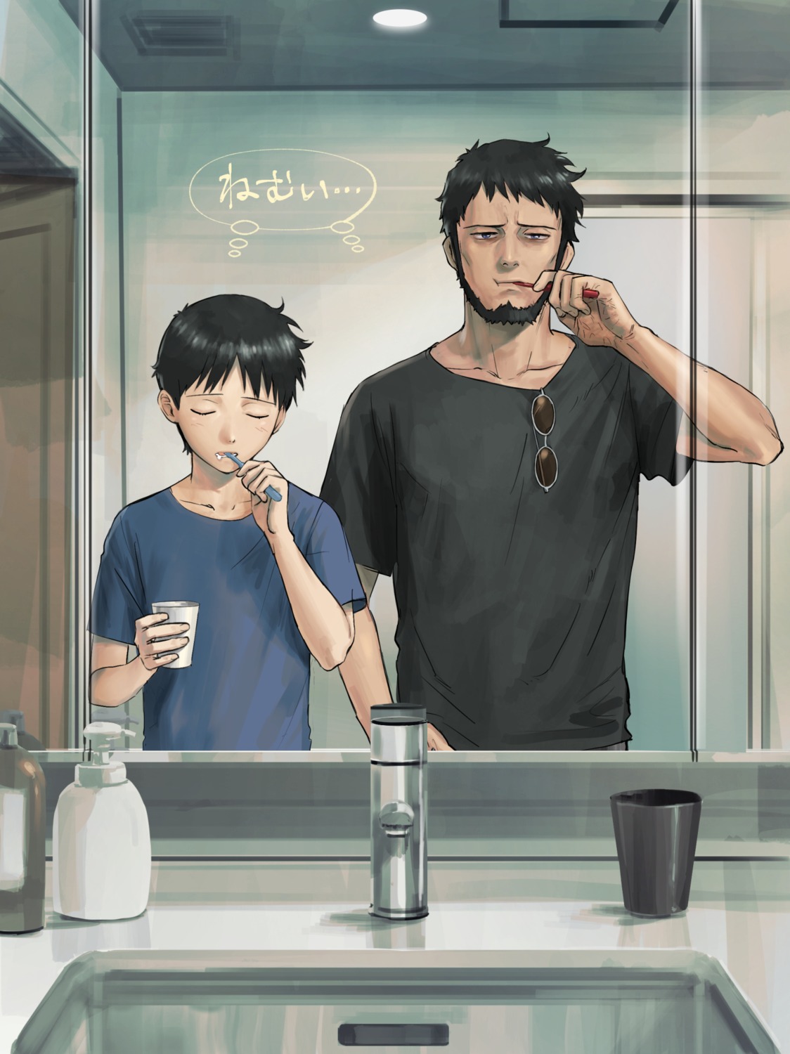 ikari_gendou, ikari_shinji, male, megane, neon_genesis_evangelion, rott_ur