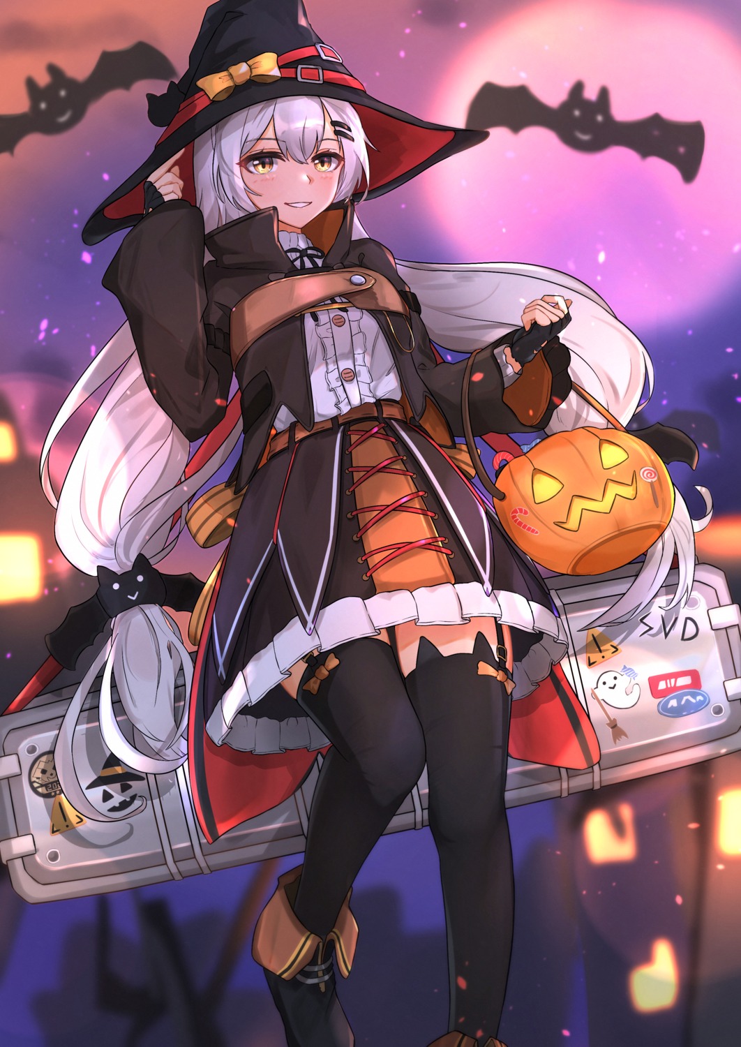halloween, muteppona_hito, stockings, thighhighs, witch