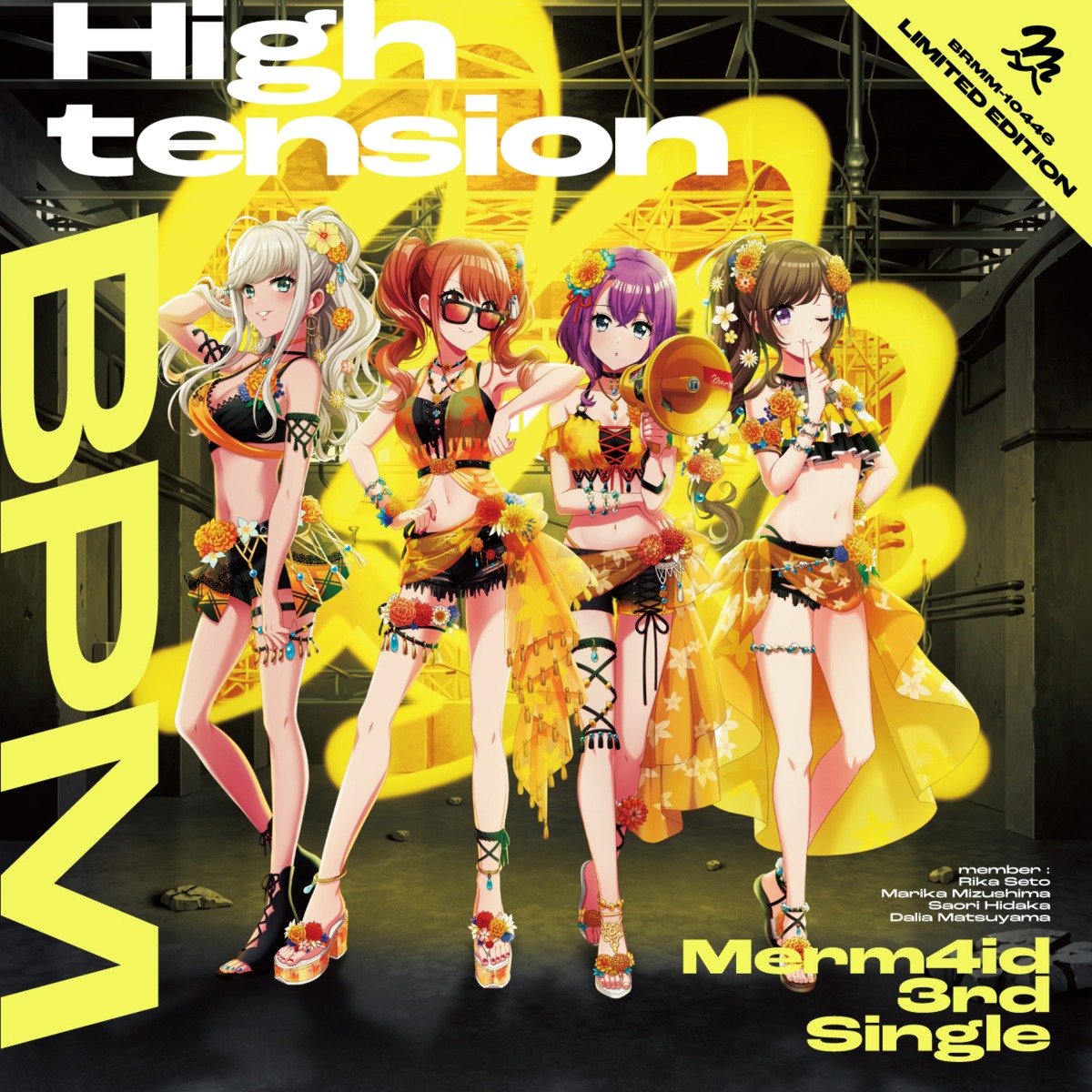 cleavage, d4dj, disc_cover, garter, heels, hidaka_saori, matsuyama_dalia, megane