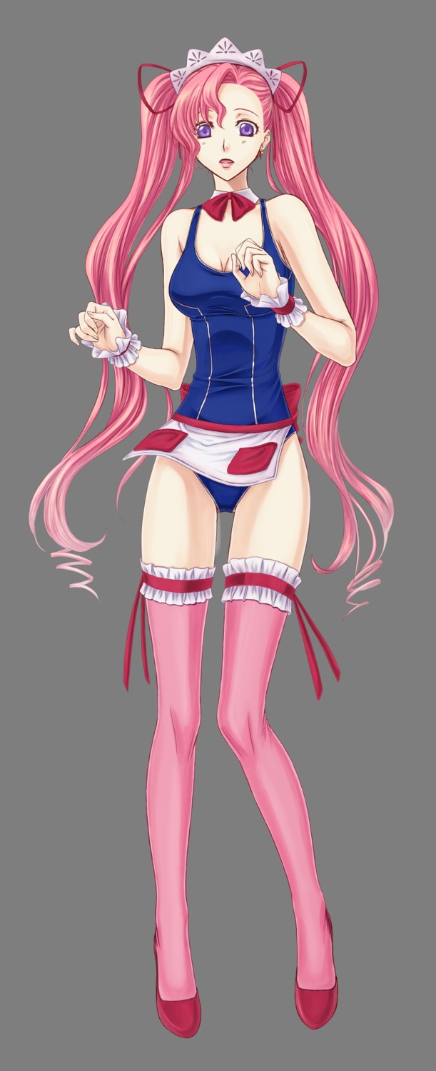code_geass, euphemia_li_britannia, kuon_yuu, swimsuits, thighhighs, transparent_png, waitress