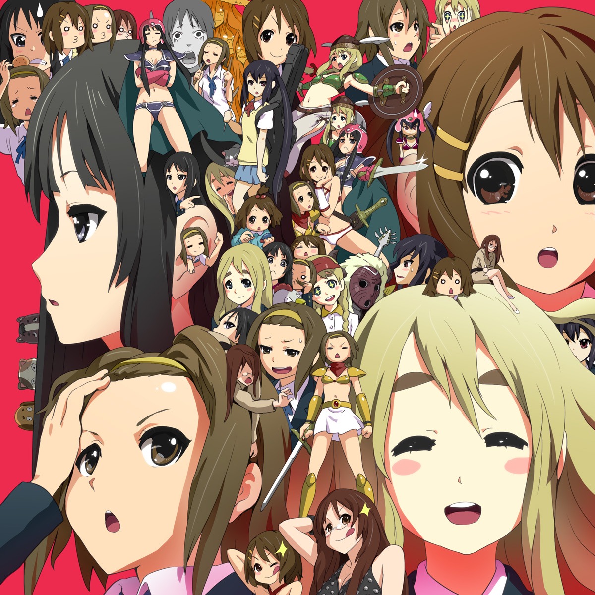 akiyama_mio, armor, hirasawa_yui, jason, k-on!, kotobuki_tsumugi, megane, nakano_azusa, sword, tainaka_ritsu, yamanaka_sawako