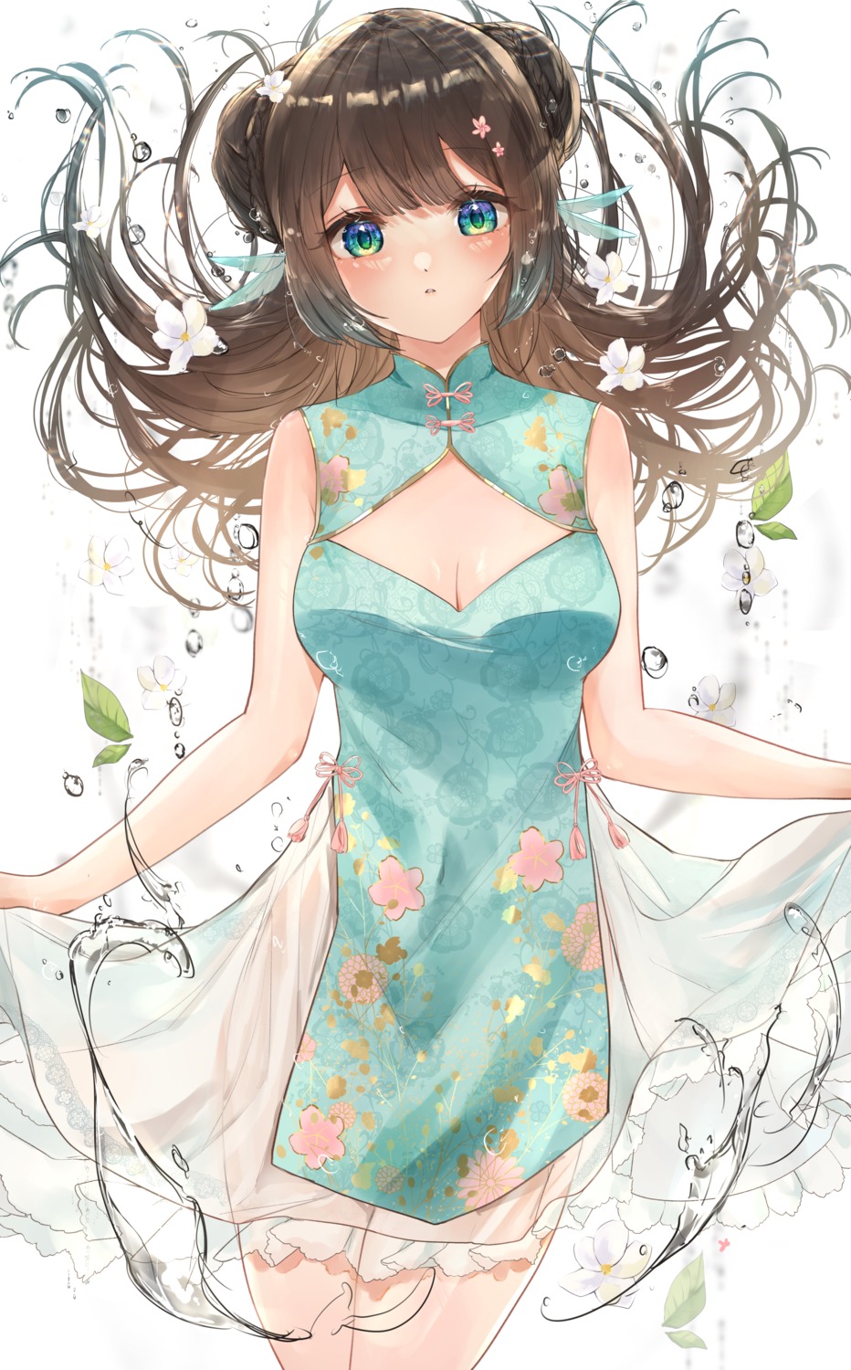 chinadress, cleavage, see_through, skirt_lift, tsuyuri_eri