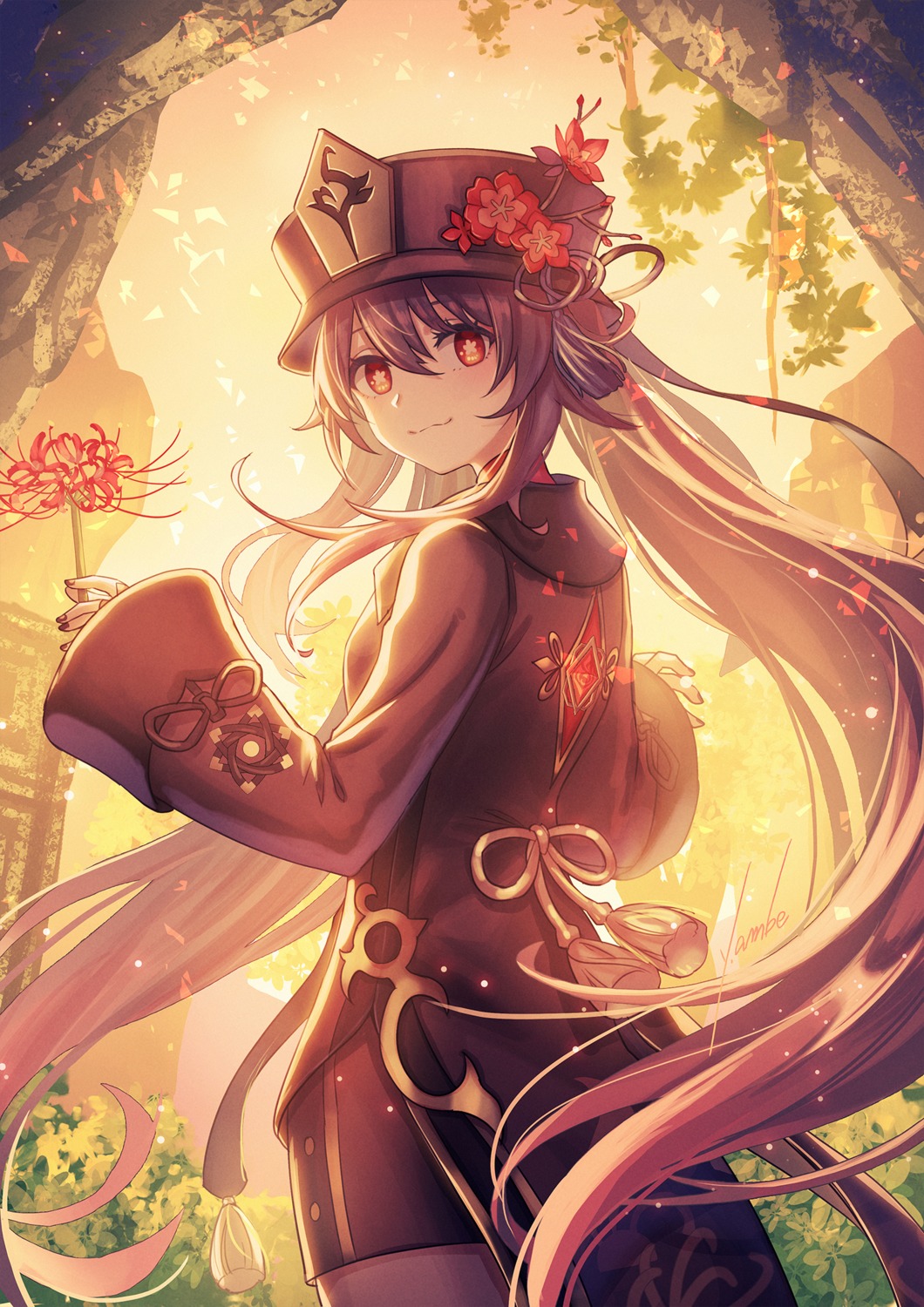 ambe_yoshiro, asian_clothes, genshin_impact, hu_tao