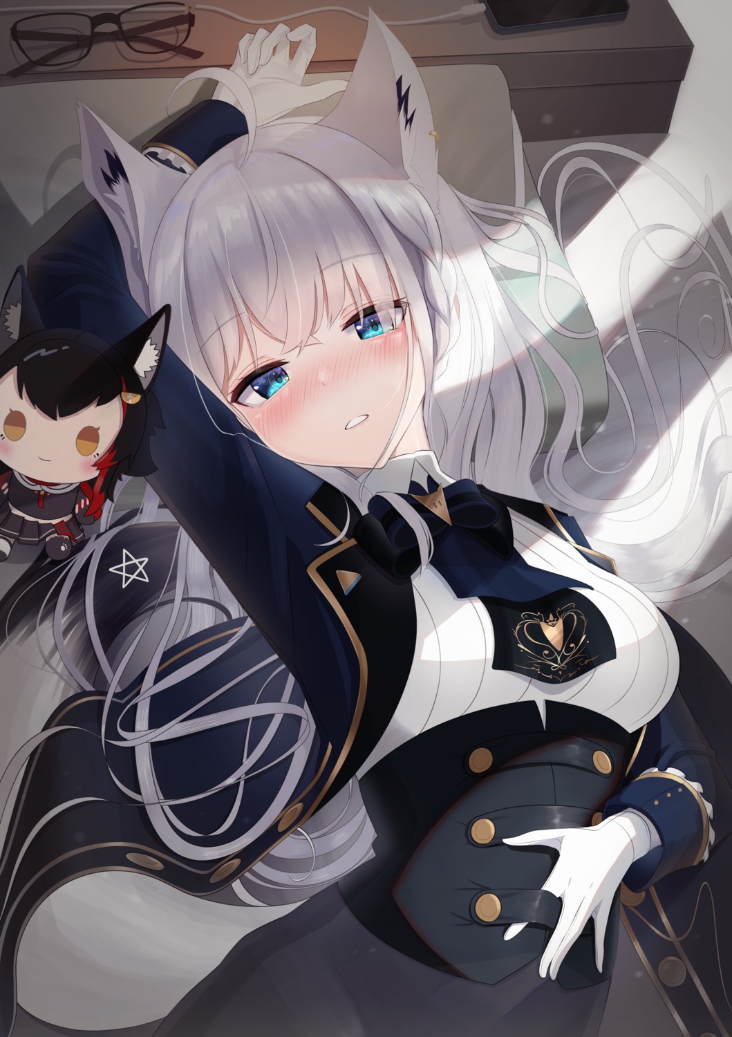 animal_ears, chibi, hololive, hololive_gamers, kachikachipiroo, kitsune, ookami_mio, shirakami_fubuki