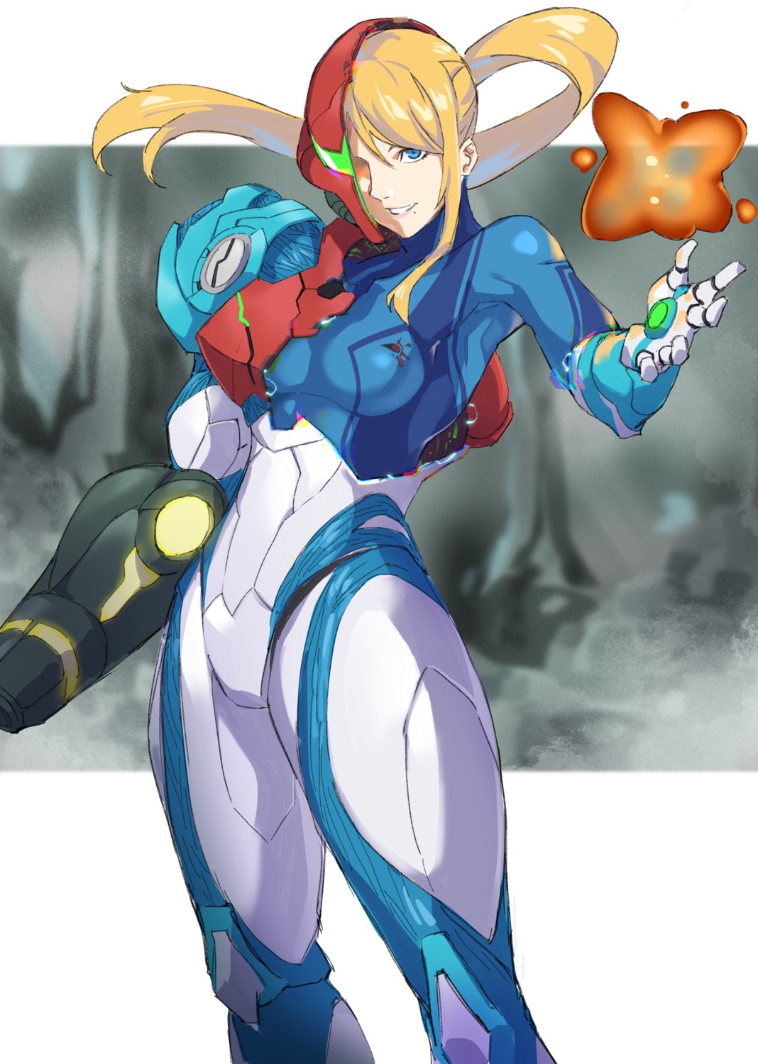 armor, bodysuit, metroid, metroid_dread, pretty-purin720, samus_aran, weapon, x_parasite