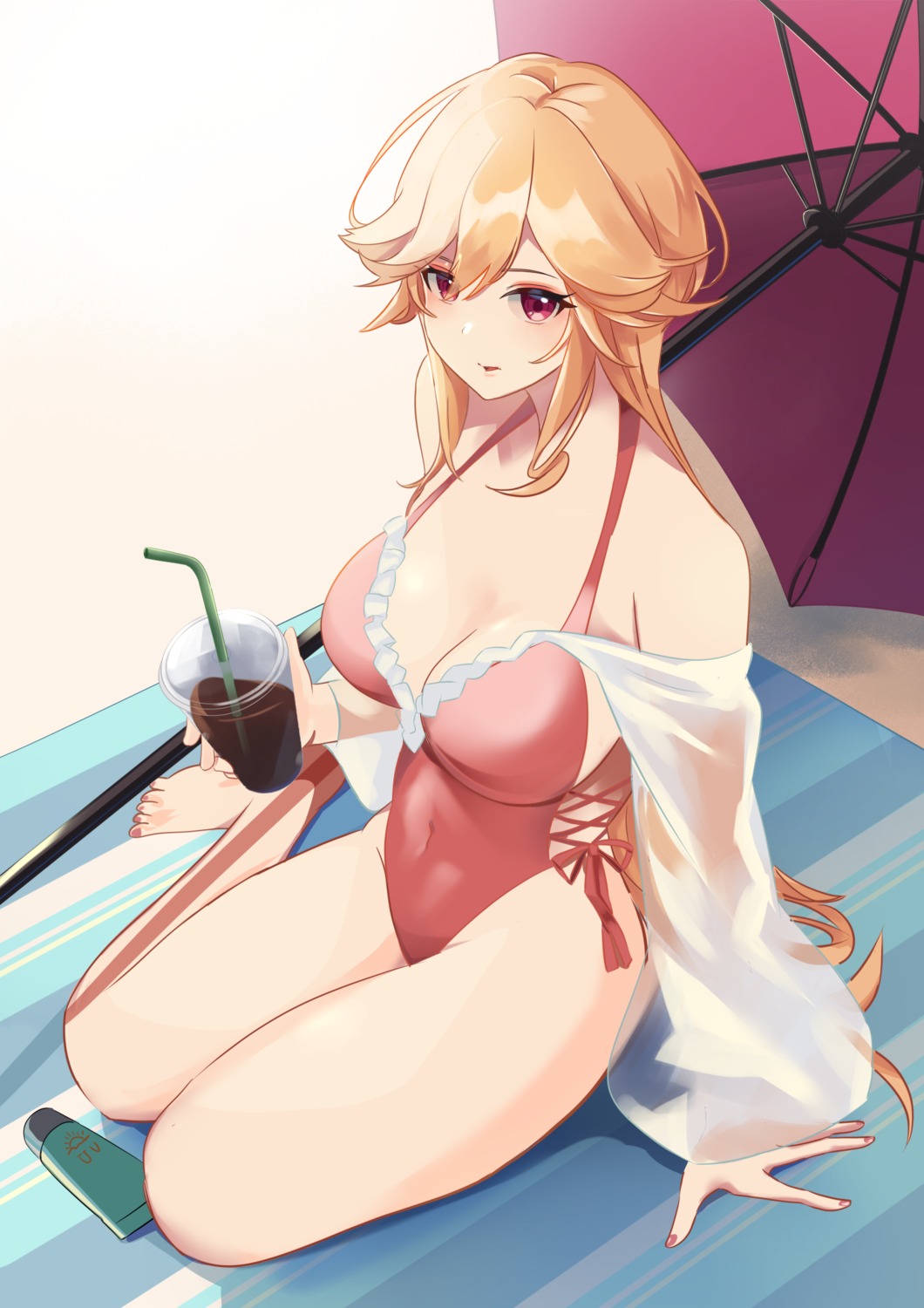 azur_lane, manjirou_(manji_illust), richelieu_(azur_lane), see_through, swimsuits, umbrella