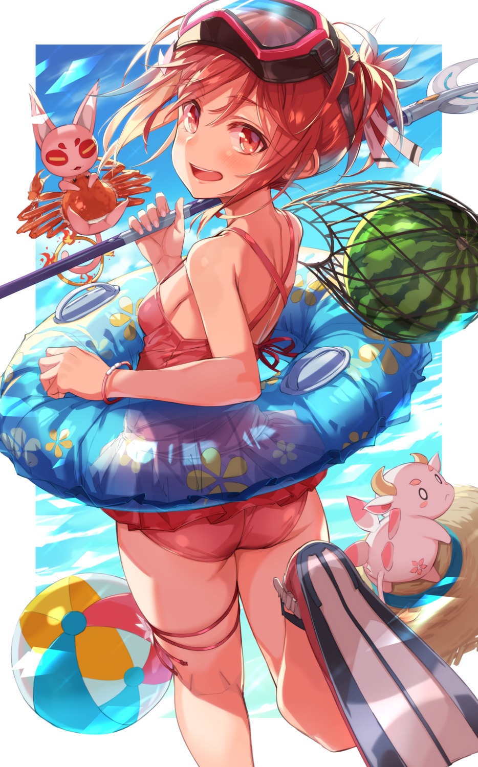 ass, garter, michairu., swimsuits, weapon, yuuki_yuuna, yuuki_yuuna_wa_yuusha_de_aru