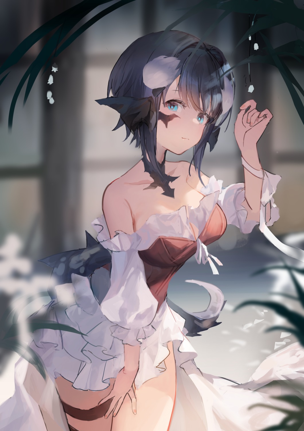 garter, horns, no_bra, tail, you_zhaqi