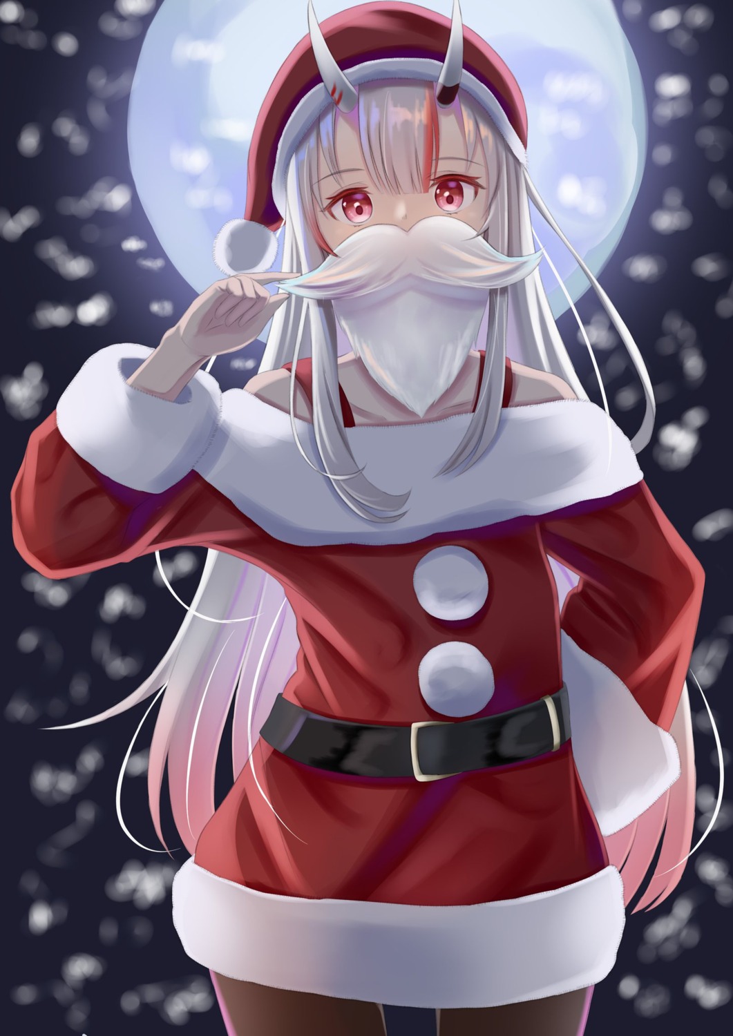 christmas, dress, hololive, horns, nakiri_ayame, natsuki_mei, pantyhose