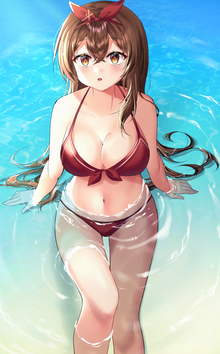 amber_(genshin_impact), bikini, cleavage, educk, genshin_impact, swimsuits, wet