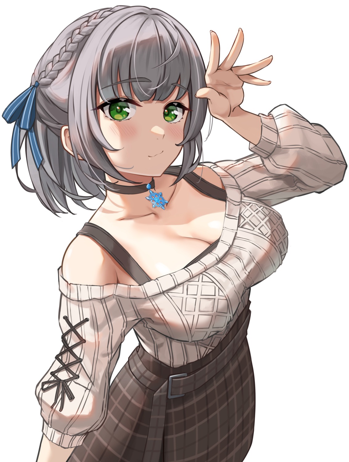 akiki_(kiki), cleavage, hololive, shirogane_noel, sweater