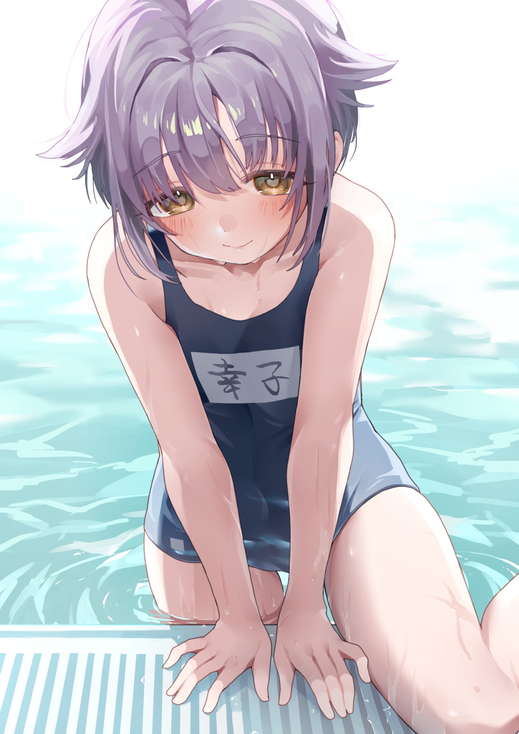koshimizu_sachiko, ningen_mame, school_swimsuit, swimsuits, the_idolm@ster, the_idolm@ster_cinderella_girls, wet