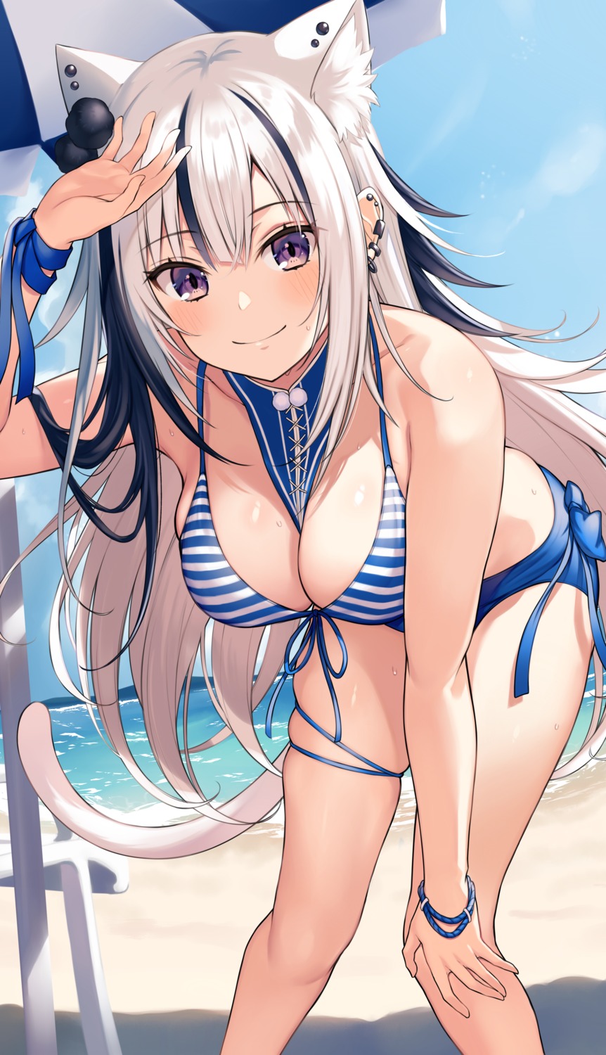 animal_ears, bikini, garter, kurebayashi_noe, nekomimi, swimsuits, tail