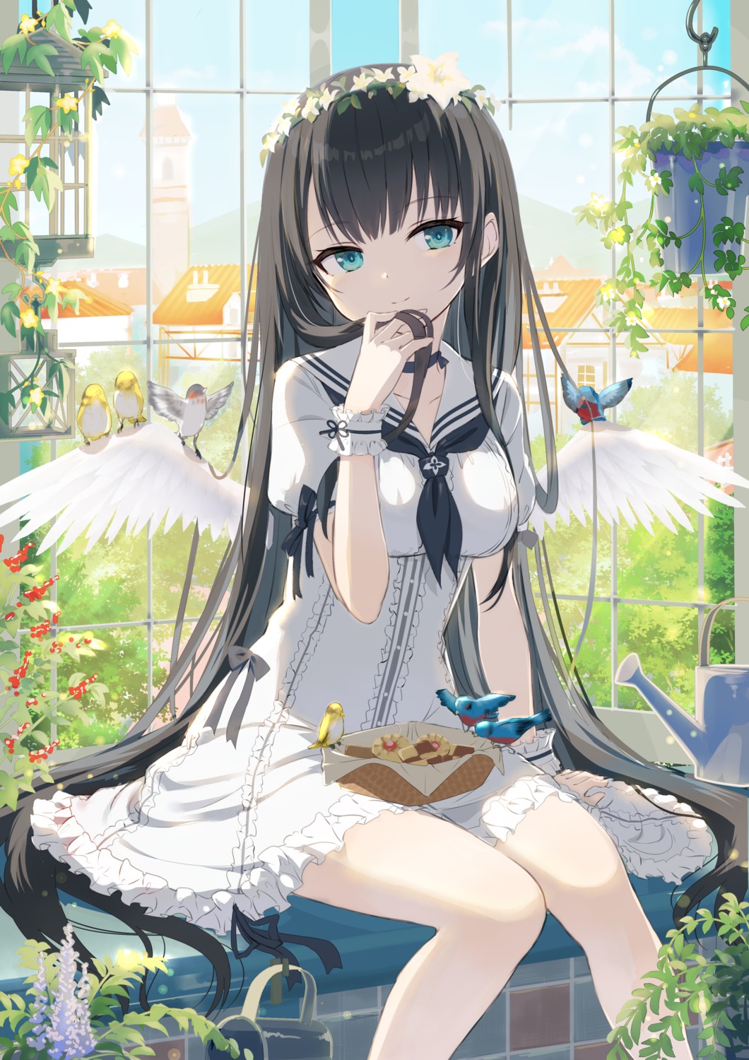 gotyou, seifuku, skirt_lift, wings