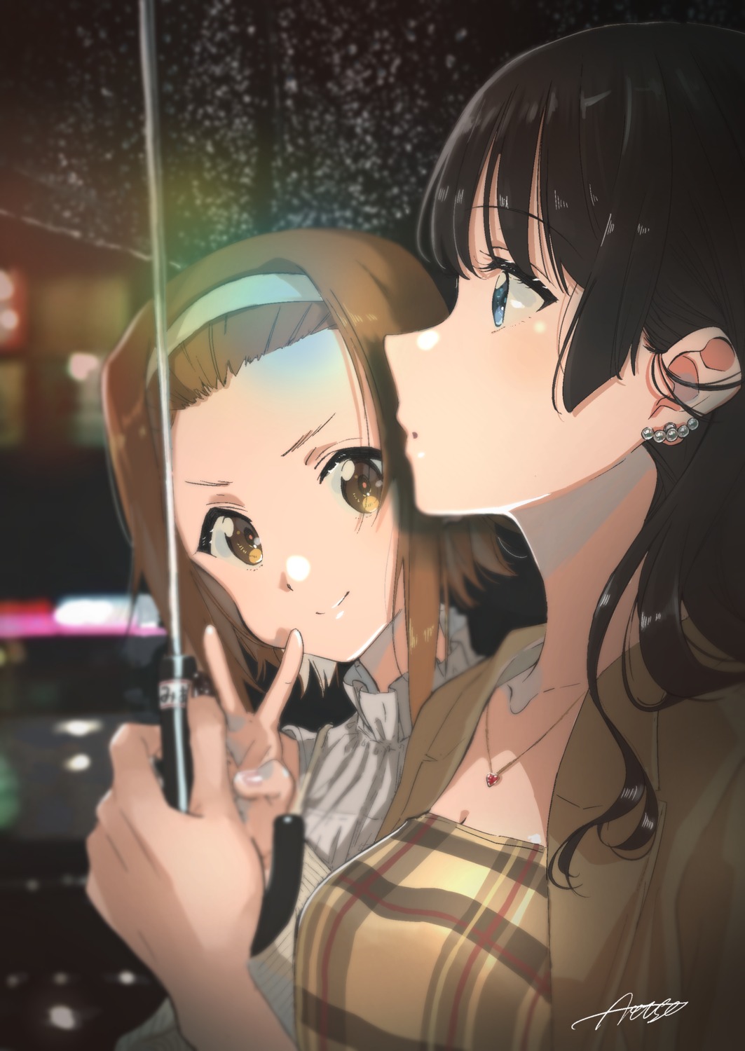 akiyama_mio, cleavage, k-on!, tainaka_ritsu, umbrella, verse