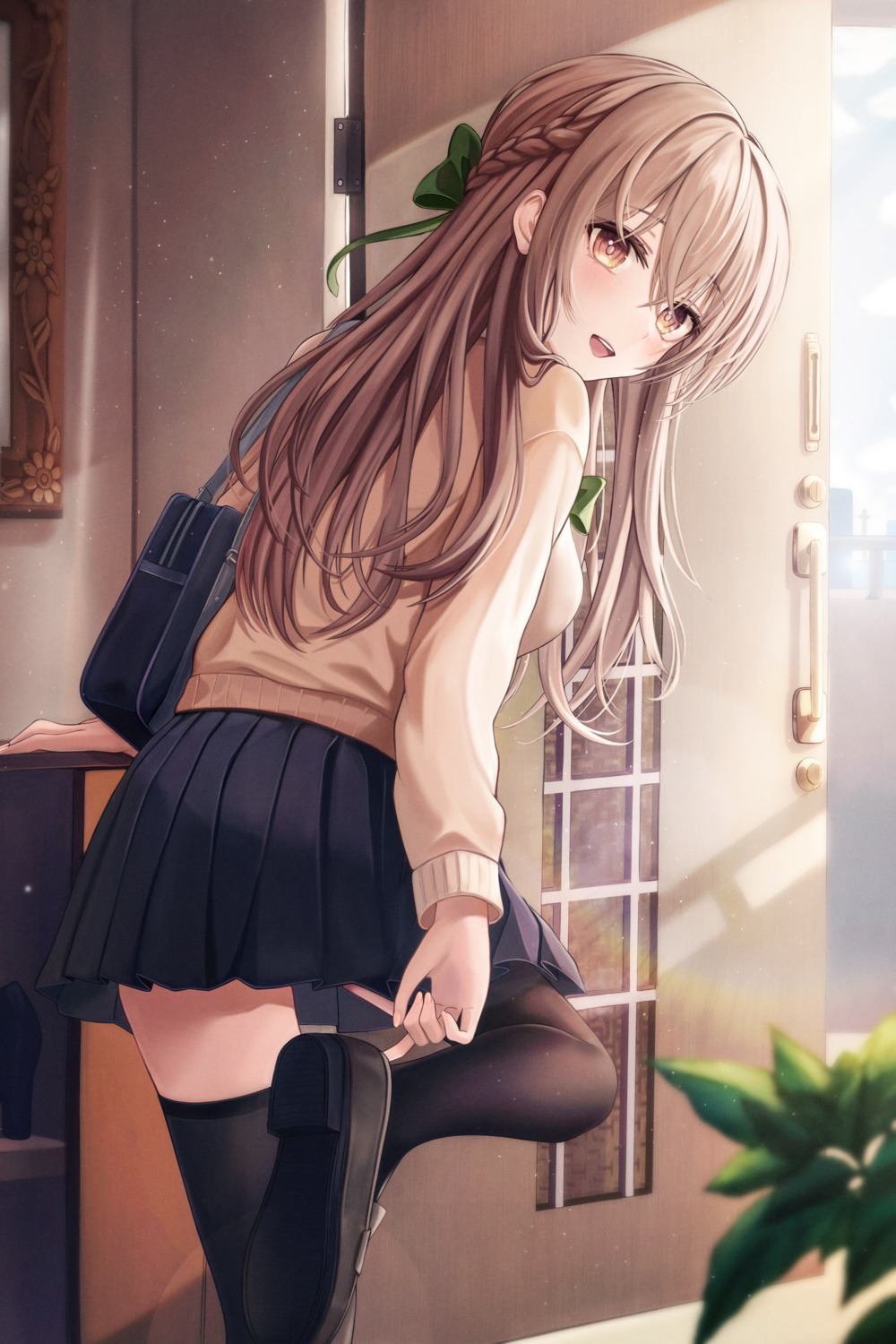 funii, seifuku, sweater, thighhighs