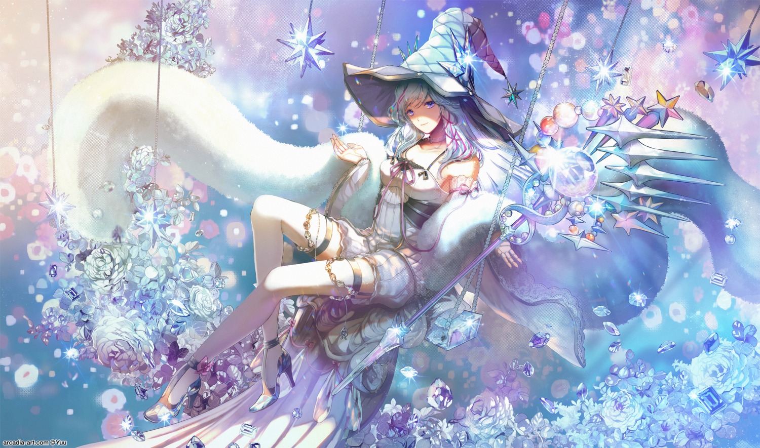 heels, thighhighs, weapon, witch, yugioh, yuu_(arcadia)