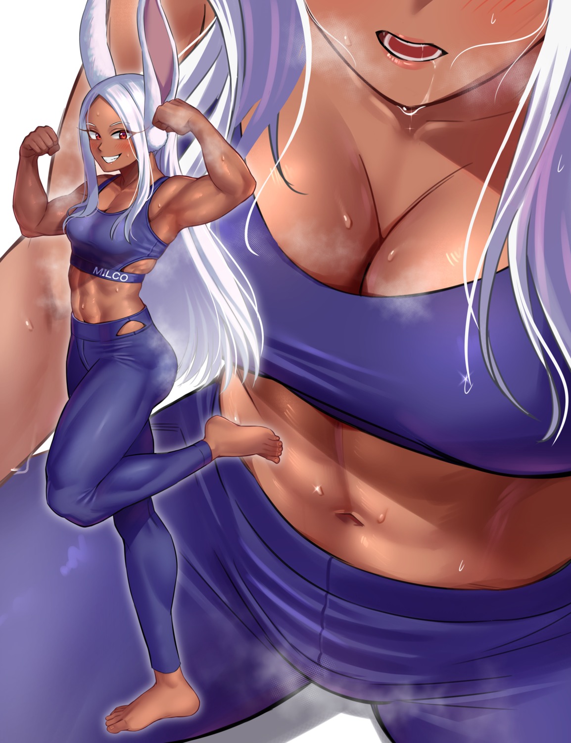 animal_ears, boku_no_hero_academia, bra, bunny_ears, gym_uniform, toin_(koto54576897), usagiyama_rumi, wet