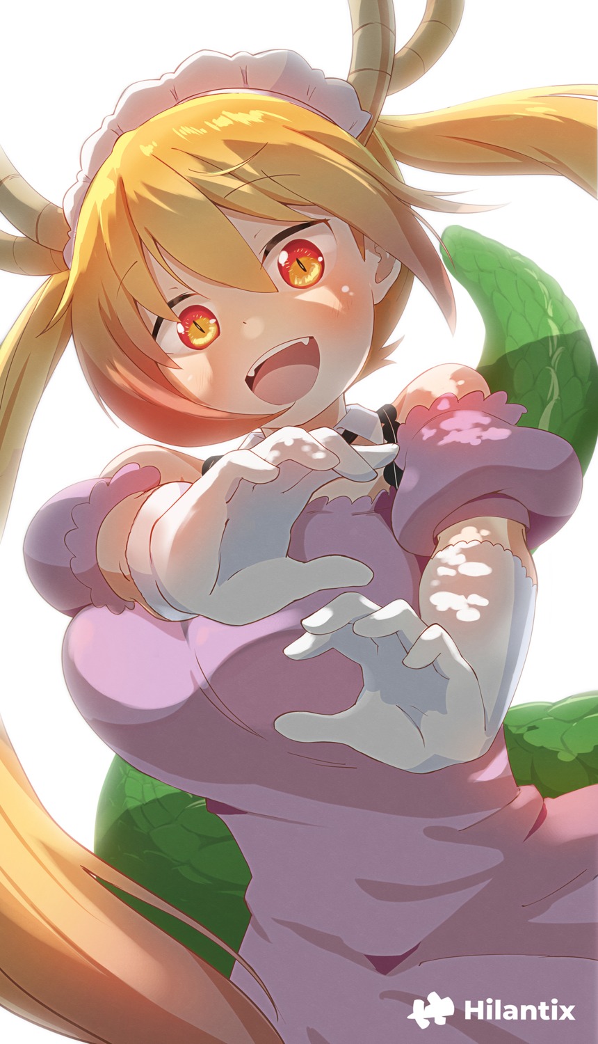dress, hilantix, horns, kobayashi-san_chi_no_maidragon, tail, tooru_(maidragon)
