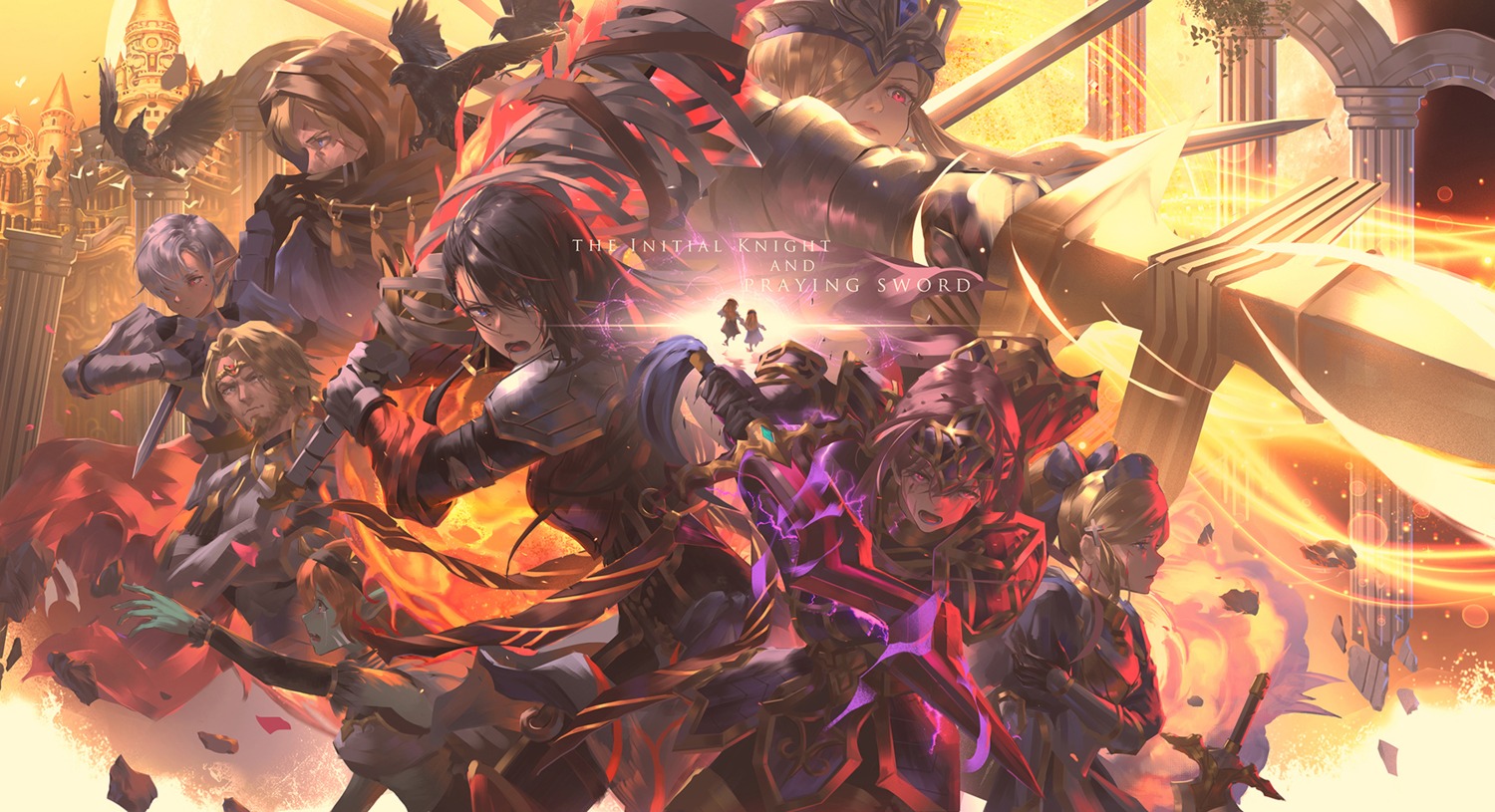 another_eden, armor, hinoborukaku, pointy_ears, sword, weapon