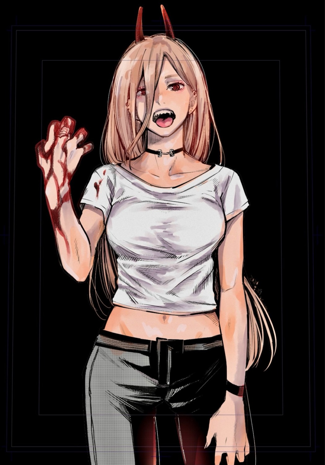 blood, chainsaw_man, horns, matsumotoasumu, power_(chainsaw_man)