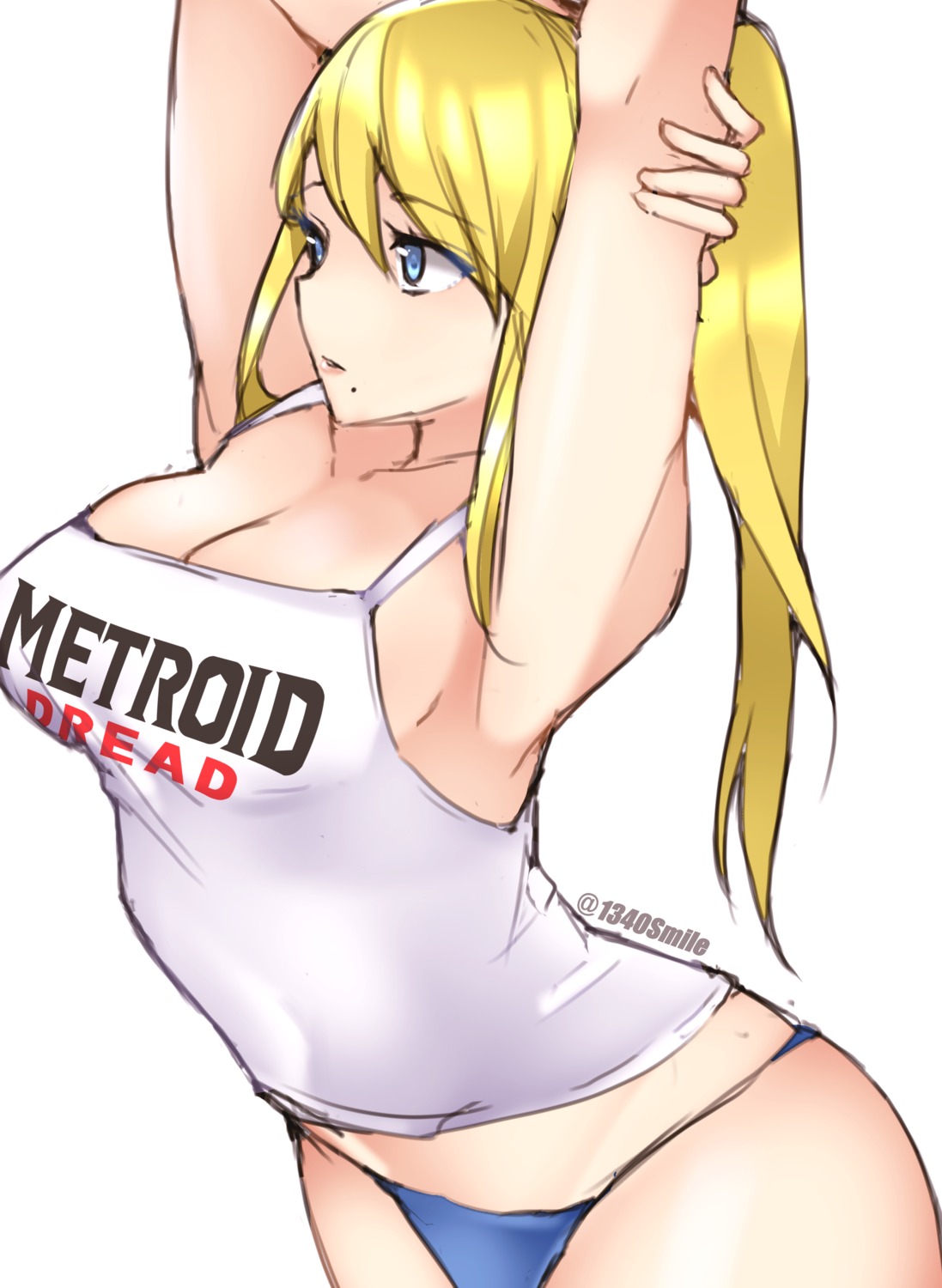 1340smile, cleavage, metroid, metroid_dread, no_bra, pantsu, samus_aran, sketch