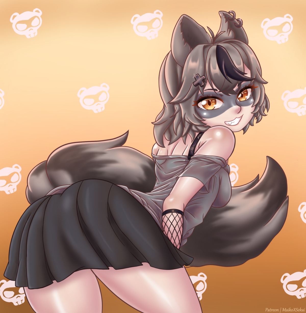 animal_ears, ass, fishnets, maikoxsekai, snuffy_(twitch), tail, vshojo