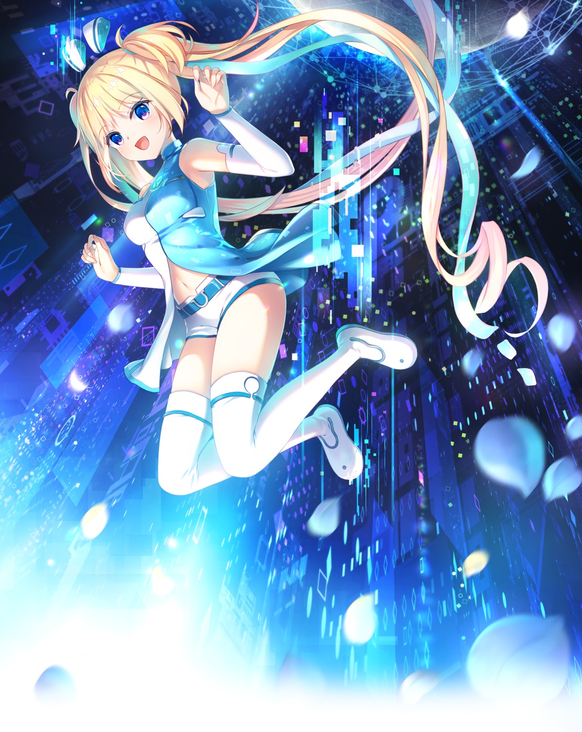 dress, humuyun, key, lunar-q, lunaria_-virtualized_moonchild-, skirt_lift, thighhighs