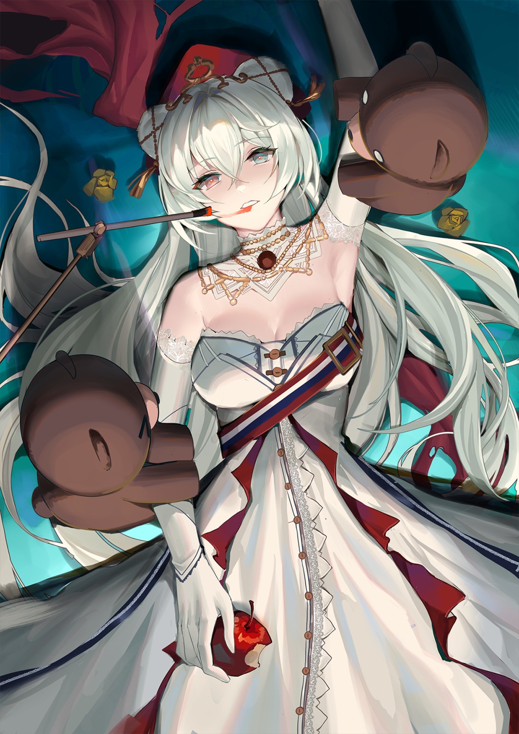 animal_ears, arknights, cleavage, dress, kernel_killer, no_bra, rosa_(arknights)