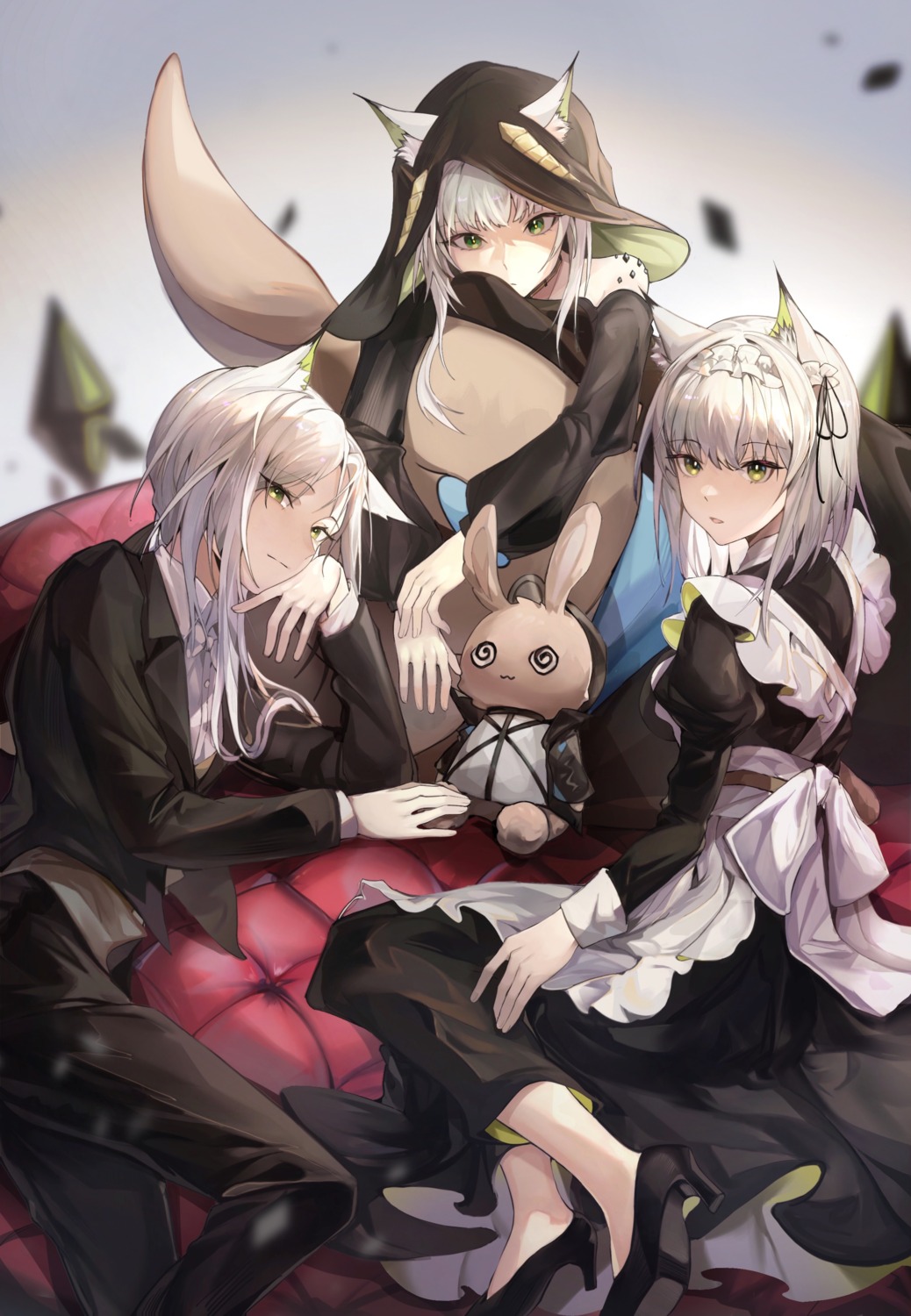 animal_ears, arknights, doctor_(arknights), heels, kal'tsit_(arknights), maid, tabayashi, tail