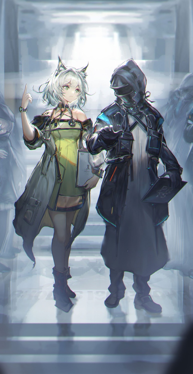 animal_ears, arknights, doctor_(arknights), jell_(jell_y_fish), kal'tsit_(arknights), see_through