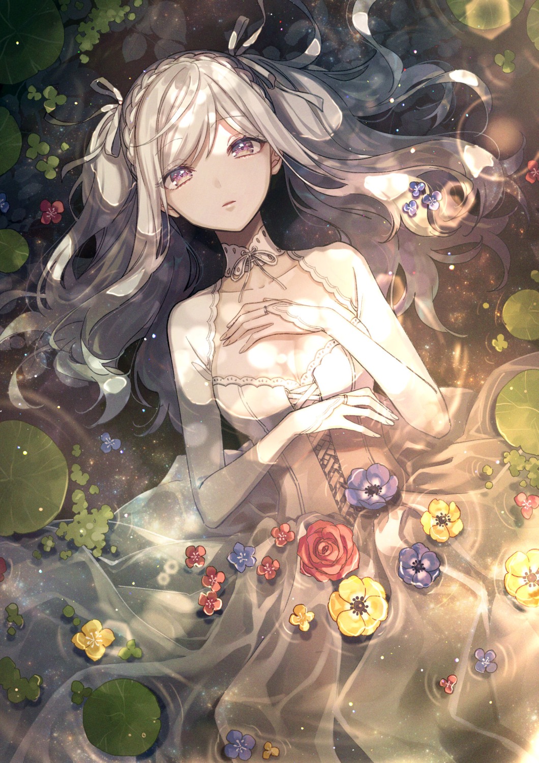 amaichi_esora, dress, no_bra, wedding_dress, wet