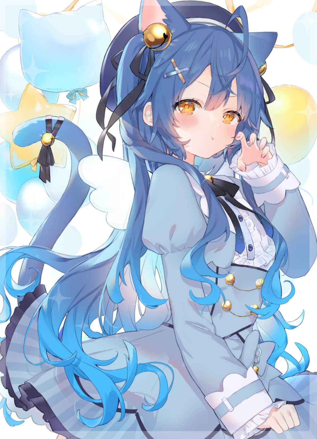 amamiya_kokoro, animal_ears, dress, lolita_fashion, nekomimi, nijisanji, ron_(illro), skirt_lift, tail, wings