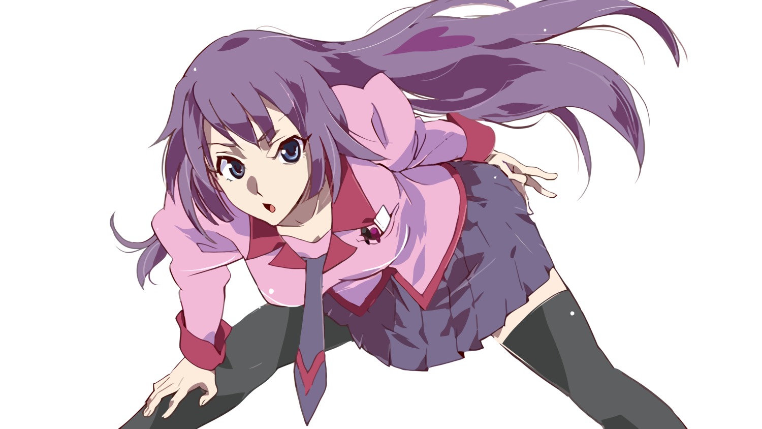 bakemonogatari, kobayashi_jin, monogatari_(series), seifuku, senjougahara_hitagi, thighhighs, vector_trace
